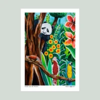 Panda and the Parrots | Fine Art Print